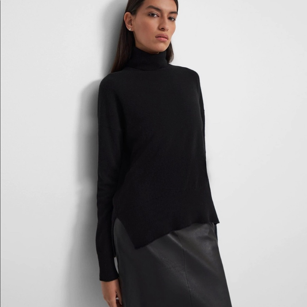 Theory black cashmere turtleneck sweater